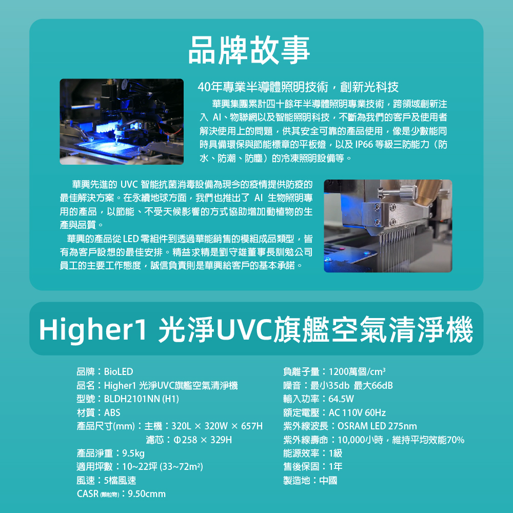 High1光淨UVC旗艦空氣清淨機【BioLED百歐立】